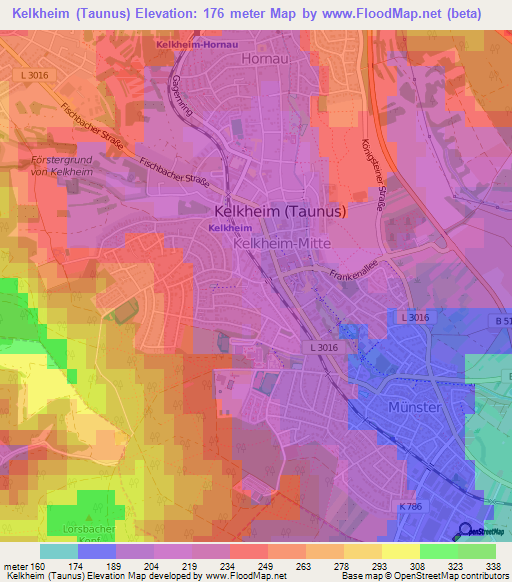 Kelkheim (Taunus),Germany Elevation Map