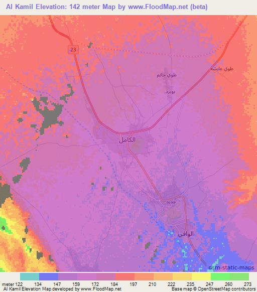 Al Kamil,Oman Elevation Map