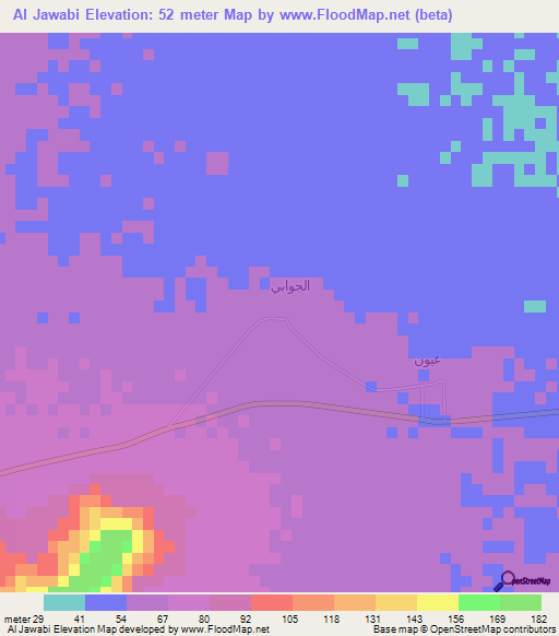 Al Jawabi,Oman Elevation Map