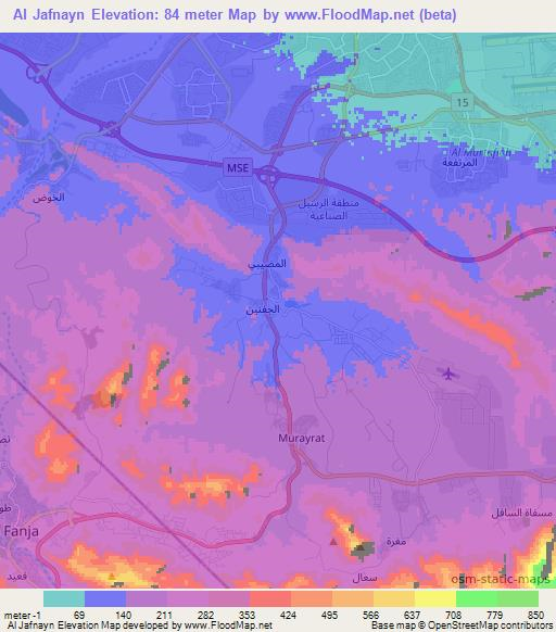 Al Jafnayn,Oman Elevation Map