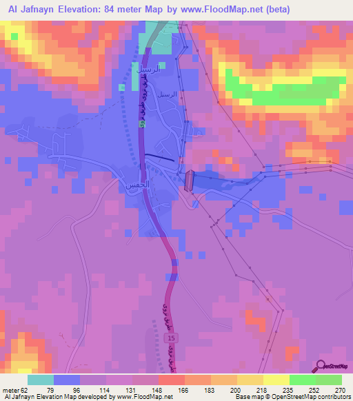 Al Jafnayn,Oman Elevation Map