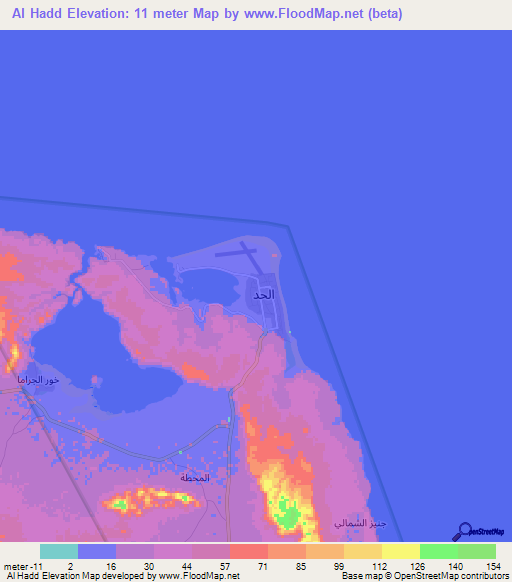 Al Hadd,Oman Elevation Map