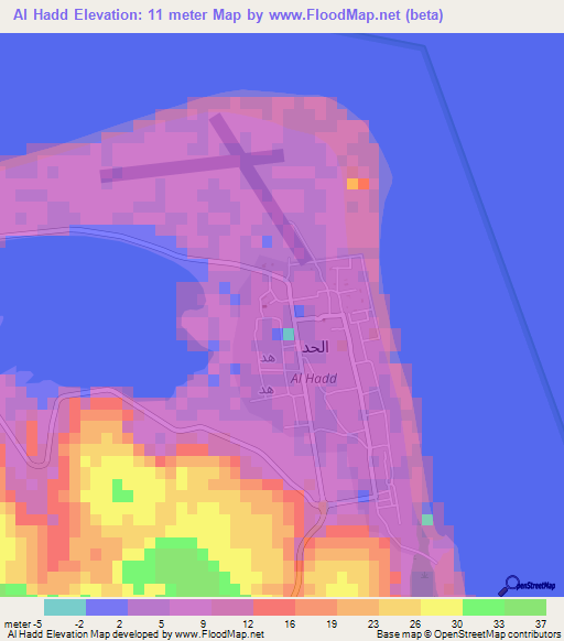 Al Hadd,Oman Elevation Map