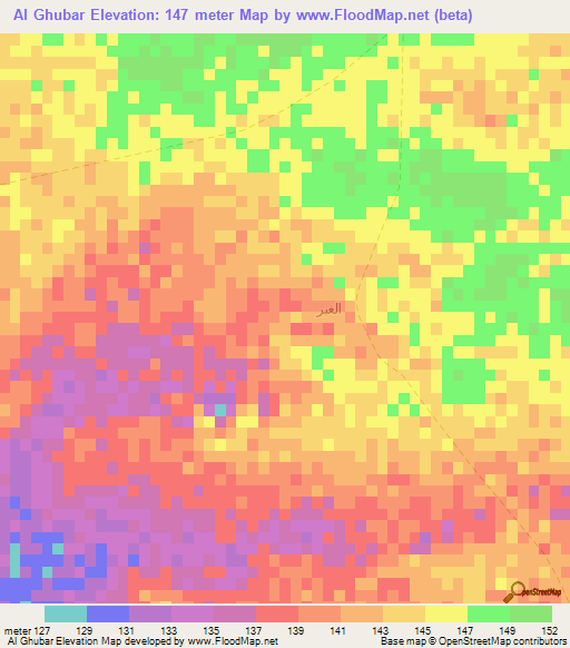 Al Ghubar,Oman Elevation Map