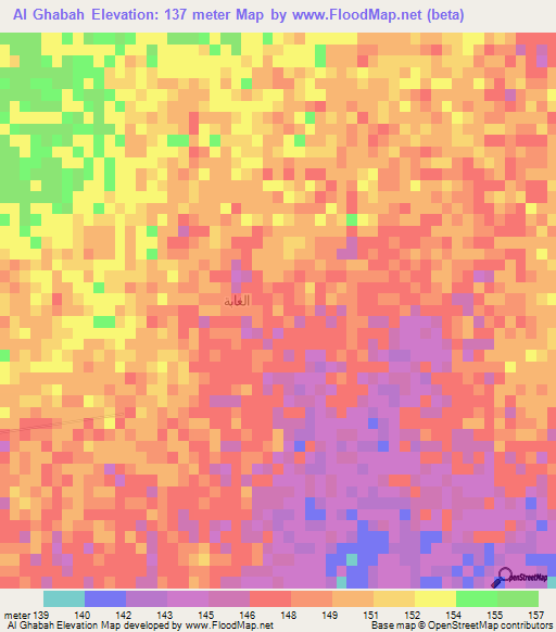 Al Ghabah,Oman Elevation Map