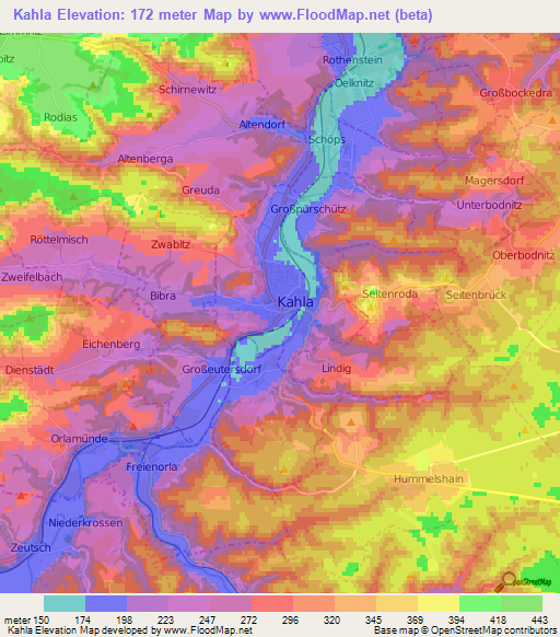 Kahla,Germany Elevation Map