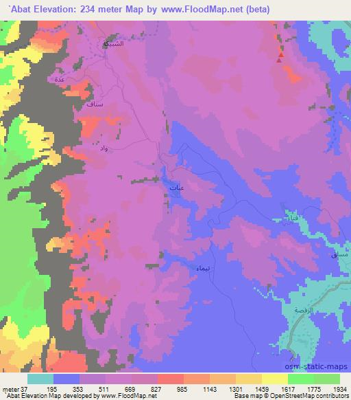 `Abat,Oman Elevation Map