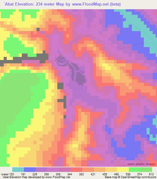 `Abat,Oman Elevation Map