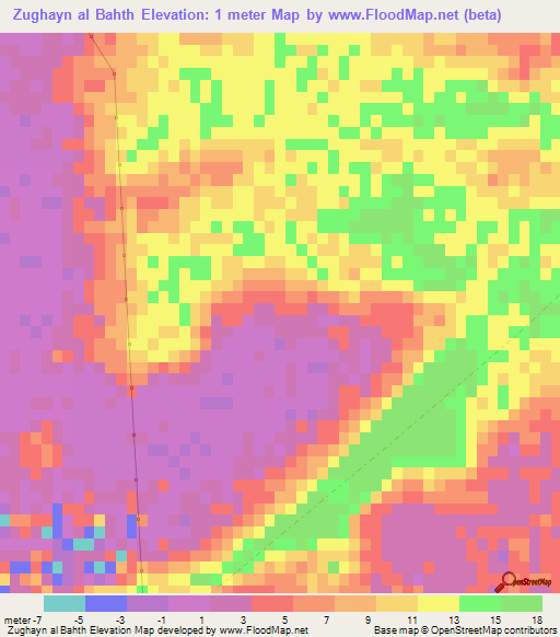 Zughayn al Bahth,Qatar Elevation Map