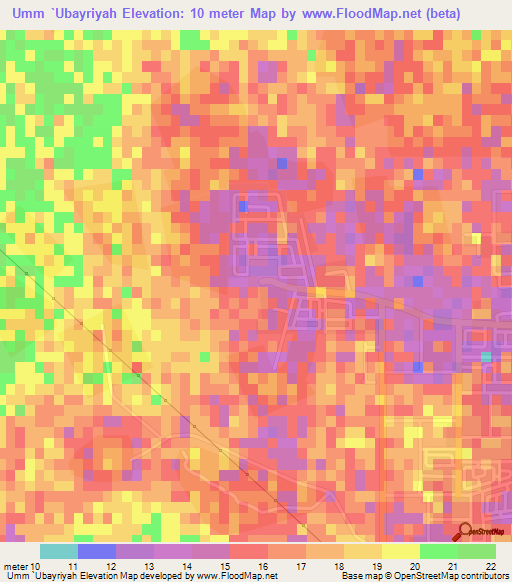 Umm `Ubayriyah,Qatar Elevation Map