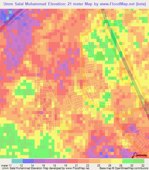 Umm Salal Muhammad,Qatar Elevation Map