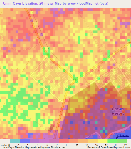 Umm Qayn,Qatar Elevation Map