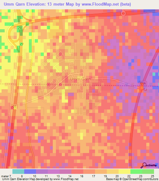 Umm Qarn,Qatar Elevation Map