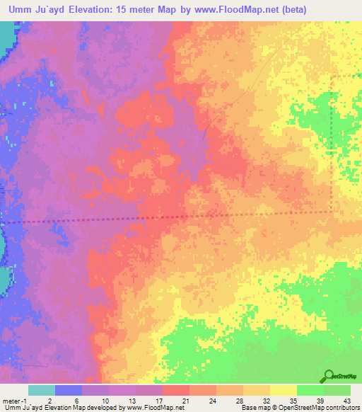 Umm Ju`ayd,Qatar Elevation Map