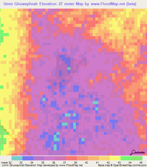 Umm Ghuwaylinah,Qatar Elevation Map