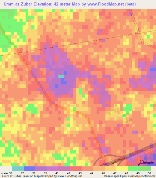 Umm az Zubar,Qatar Elevation Map