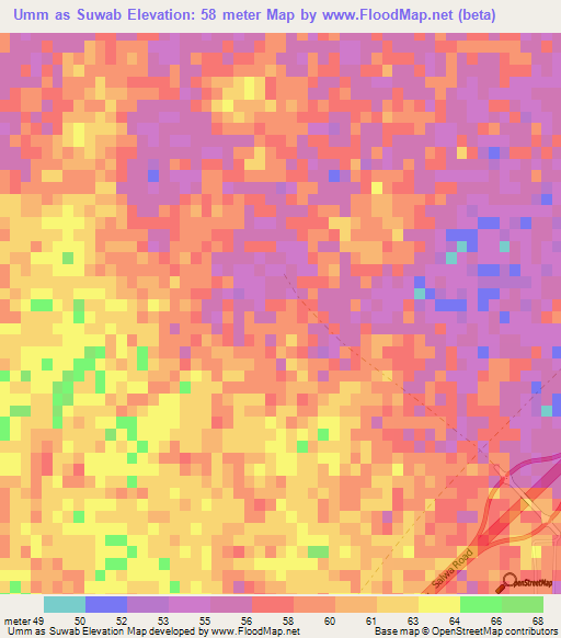 Umm as Suwab,Qatar Elevation Map