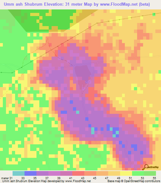 Umm ash Shubrum,Qatar Elevation Map