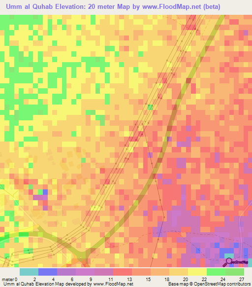 Umm al Quhab,Qatar Elevation Map