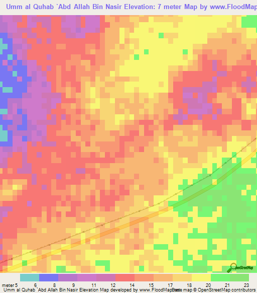 Umm al Quhab `Abd Allah Bin Nasir,Qatar Elevation Map