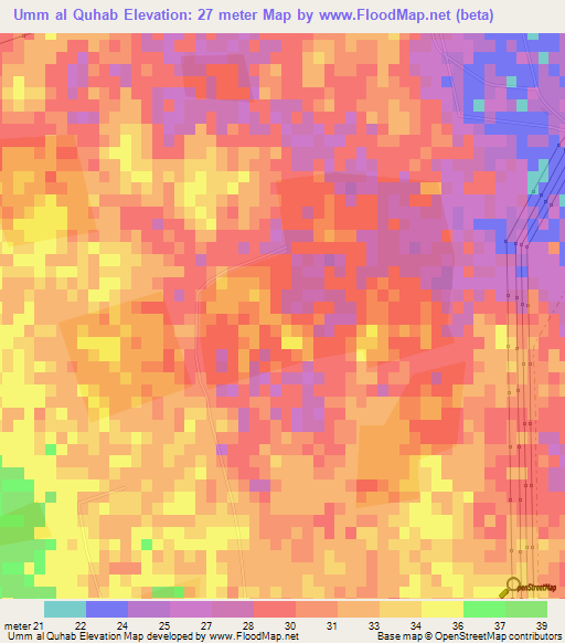 Umm al Quhab,Qatar Elevation Map