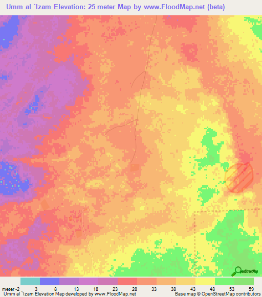 Umm al `Izam,Qatar Elevation Map