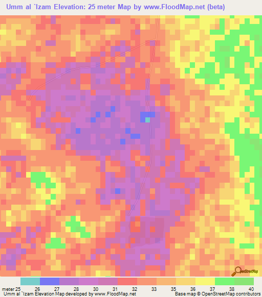 Umm al `Izam,Qatar Elevation Map