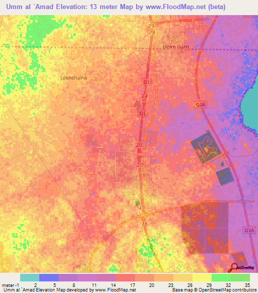 Umm al `Amad,Qatar Elevation Map