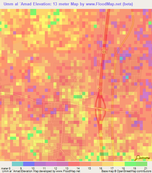 Umm al `Amad,Qatar Elevation Map