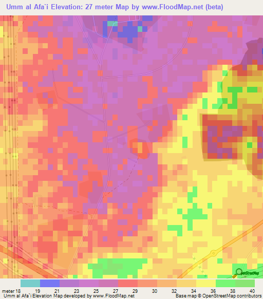 Umm al Afa`i,Qatar Elevation Map