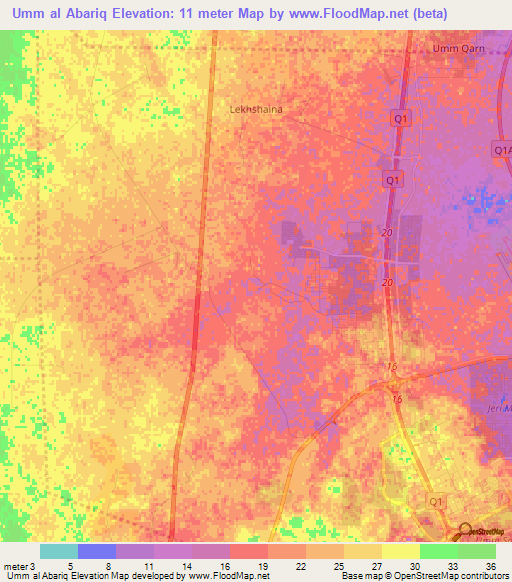 Umm al Abariq,Qatar Elevation Map