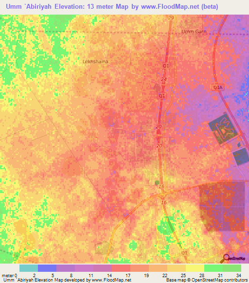 Umm `Abiriyah,Qatar Elevation Map