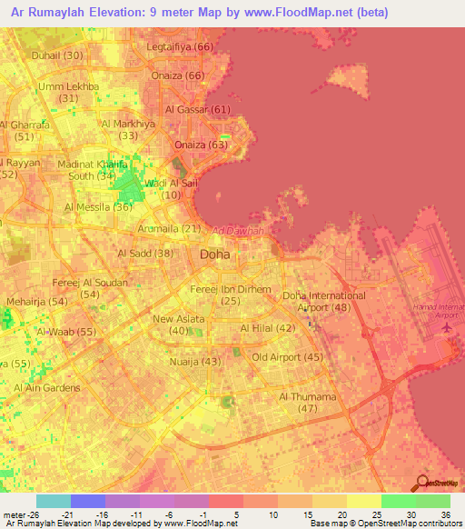 Ar Rumaylah,Qatar Elevation Map