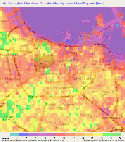 Ar Rumaylah,Qatar Elevation Map