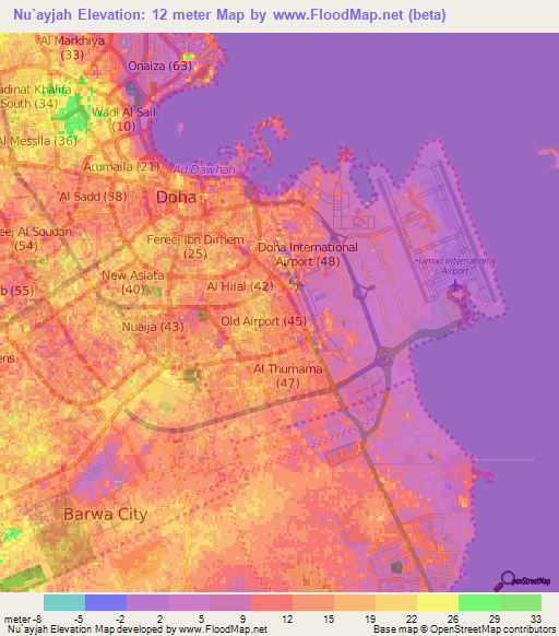 Nu`ayjah,Qatar Elevation Map