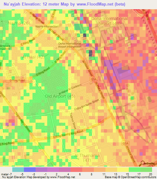 Nu`ayjah,Qatar Elevation Map