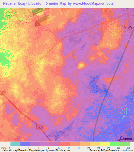 Nabat al Usayl,Qatar Elevation Map