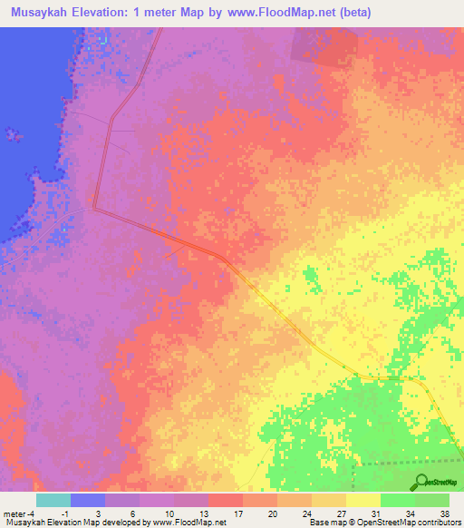 Musaykah,Qatar Elevation Map