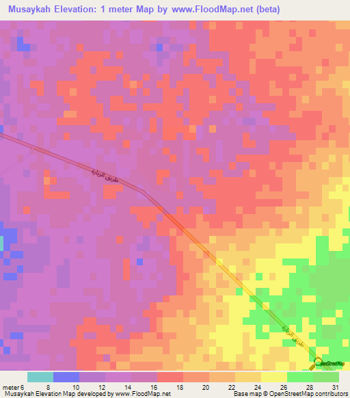 Musaykah,Qatar Elevation Map
