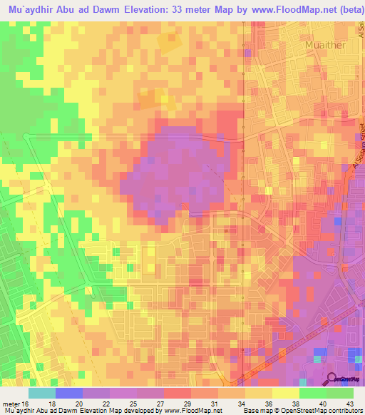 Mu`aydhir Abu ad Dawm,Qatar Elevation Map
