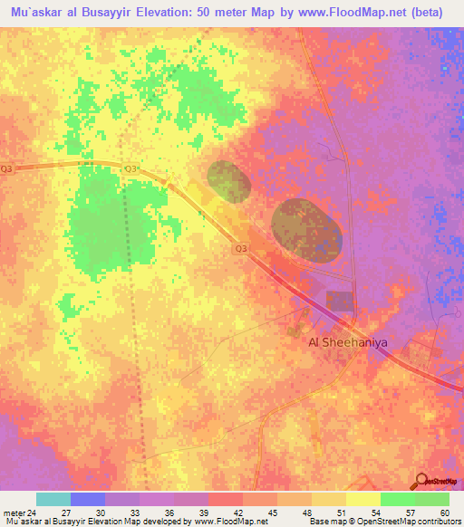 Mu`askar al Busayyir,Qatar Elevation Map