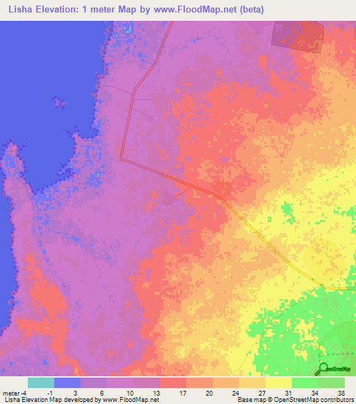 Lisha,Qatar Elevation Map