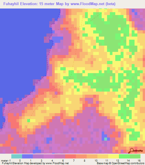 Fuhayhil,Qatar Elevation Map