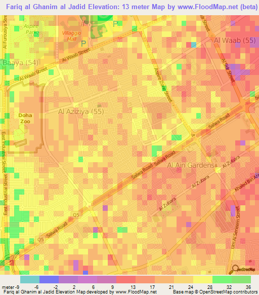 Fariq al Ghanim al Jadid,Qatar Elevation Map