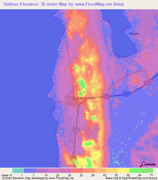 Dukhan,Qatar Elevation Map