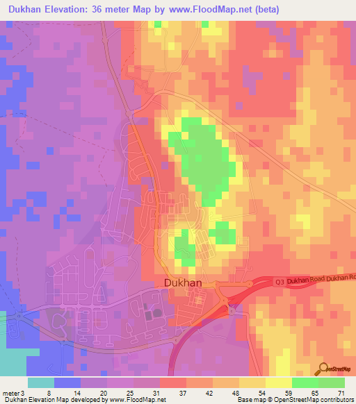 Dukhan,Qatar Elevation Map