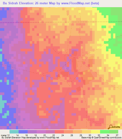 Bu Sidrah,Qatar Elevation Map