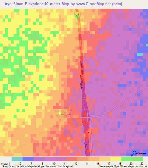 `Ayn Sinan,Qatar Elevation Map