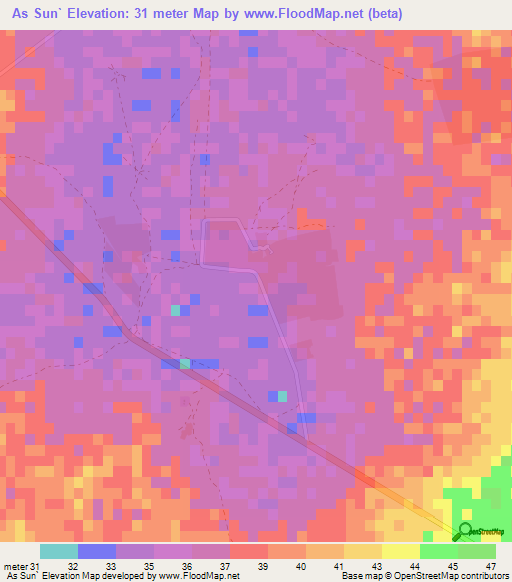 As Sun`,Qatar Elevation Map