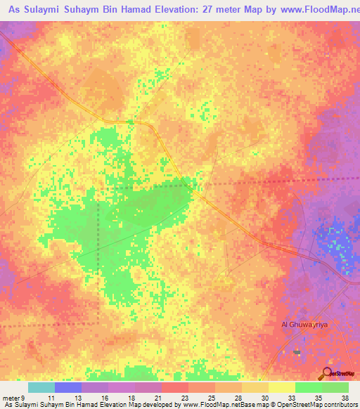 As Sulaymi Suhaym Bin Hamad,Qatar Elevation Map